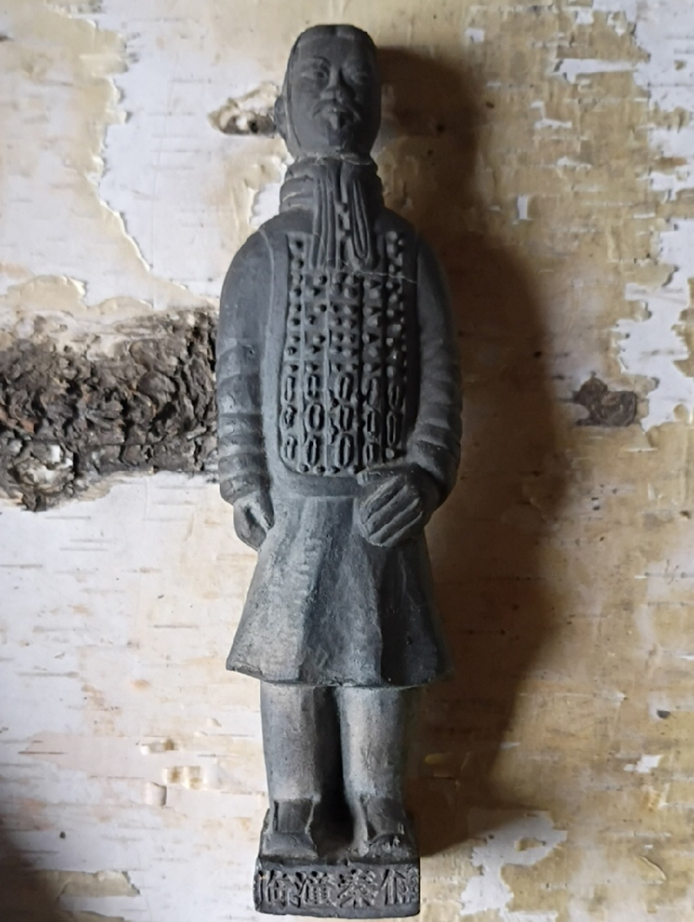 Gray Ceramic Warrior Figurine Home Accent